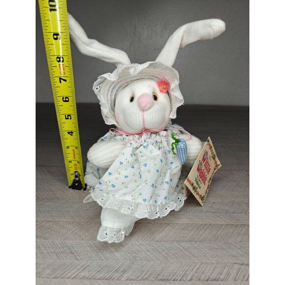 Vintage Wittle Wabbit Webecca Stuffed Bunny Rabbit Doll With Bonnet & Dress - Picture 4 of 11